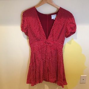 Privacy Please red polka dot mini dress